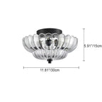 Contemporary Retro Glass Iron Floral Petal 3-light Semi-flush Mount Ceiling Light for Hallway