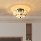 Contemporary Retro Glass Iron Floral Petal 3-light Semi-flush Mount Ceiling Light for Hallway