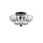 Contemporary Retro Glass Iron Floral Petal 3-light Semi-flush Mount Ceiling Light for Hallway