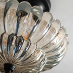 Contemporary Retro Glass Iron Floral Petal 3-light Semi-flush Mount Ceiling Light for Hallway