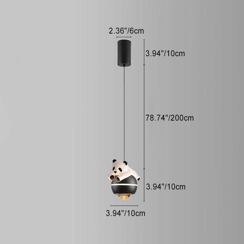 Lumendat Contemporary Nordic Aluminum Liftable Kids Panda Bear Ball LED Pendant Light For Bedside Lumendat