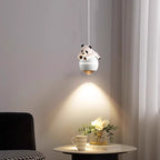 Lumendat Contemporary Nordic Aluminum Liftable Kids Panda Bear Ball LED Pendant Light For Bedside Lumendat