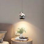 Lumendat Contemporary Nordic Aluminum Liftable Kids Panda Bear Ball LED Pendant Light For Bedside Lumendat