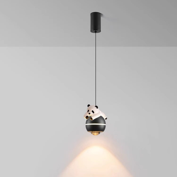 Lumendat Contemporary Nordic Aluminum Liftable Kids Panda Bear Ball LED Pendant Light For Bedside Lumendat