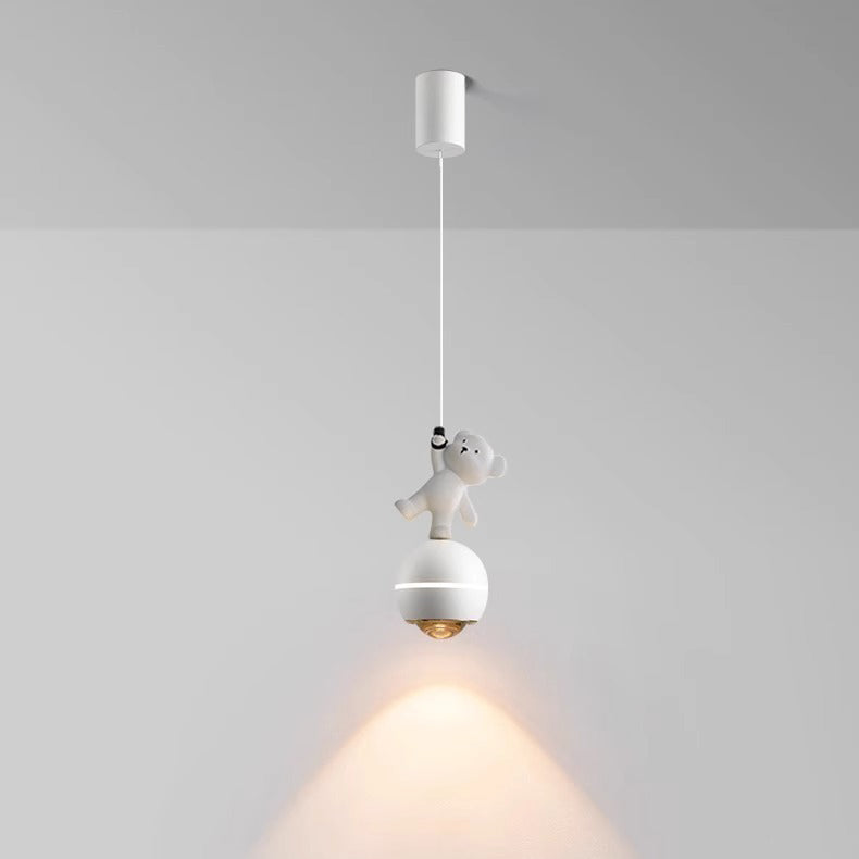 Lumendat Contemporary Nordic Aluminum Liftable Kids Panda Bear Ball LED Pendant Light For Bedside Lumendat