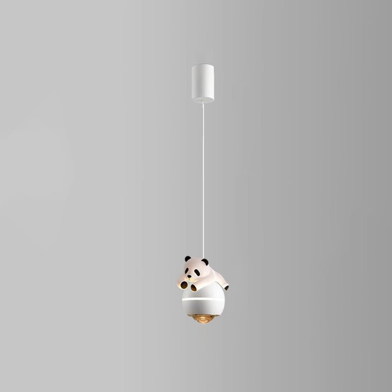 Lumendat Contemporary Nordic Aluminum Liftable Kids Panda Bear Ball LED Pendant Light For Bedside Lumendat