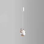 Lumendat Contemporary Nordic Aluminum Liftable Kids Panda Bear Ball LED Pendant Light For Bedside Lumendat