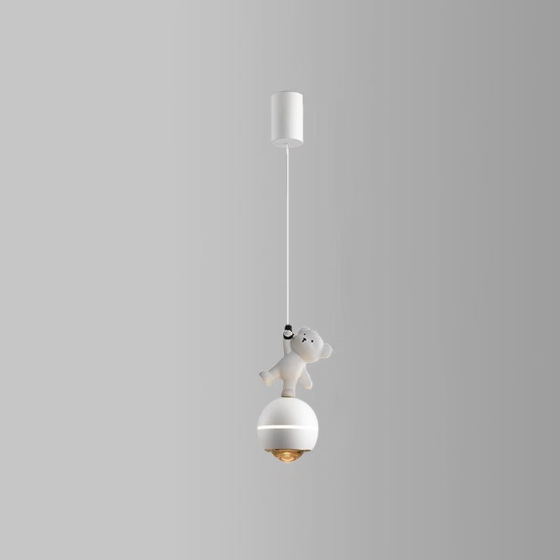 Lumendat Contemporary Nordic Aluminum Liftable Kids Panda Bear Ball LED Pendant Light For Bedside Lumendat