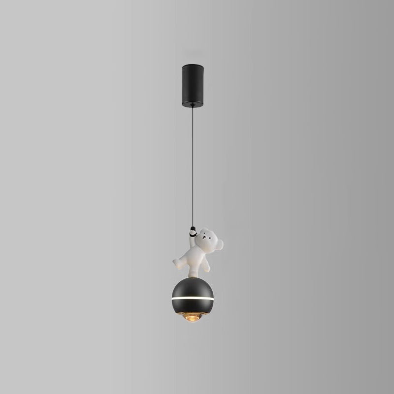 Lumendat Contemporary Nordic Aluminum Liftable Kids Panda Bear Ball LED Pendant Light For Bedside Lumendat