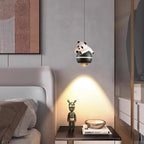 Lumendat Contemporary Nordic Aluminum Liftable Kids Panda Bear Ball LED Pendant Light For Bedside Lumendat