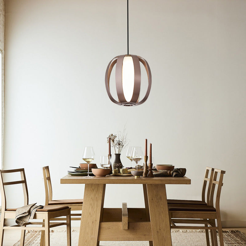 Contemporary Scandinavian Aluminum Acrylic Ball Lantern LED Pendant Light For Dining Room