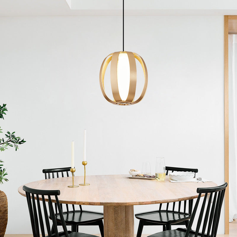 Contemporary Scandinavian Aluminum Acrylic Ball Lantern LED Pendant Light For Dining Room