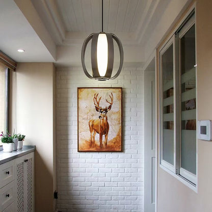 Contemporary Scandinavian Aluminum Acrylic Ball Lantern LED Pendant Light For Dining Room