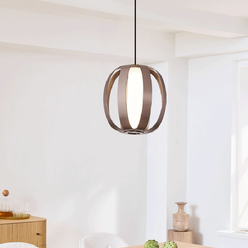 Contemporary Scandinavian Aluminum Acrylic Ball Lantern LED Pendant Light For Dining Room