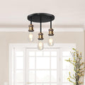 Contemporary Industrial Iron Bulb 1/3 Light Semi-flush Mount Ceiling Light for Dining Room