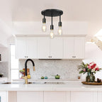 Contemporary Industrial Iron Bulb 1/3 Light Semi-flush Mount Ceiling Light for Dining Room
