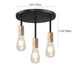 Contemporary Industrial Iron Bulb 1/3 Light Semi-flush Mount Ceiling Light for Dining Room