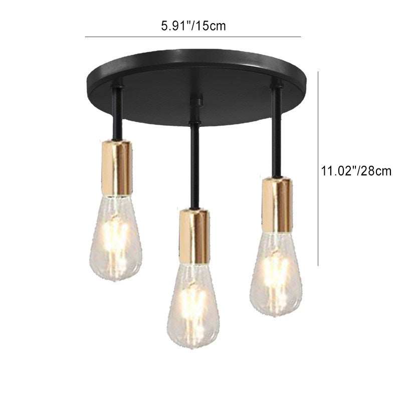 Contemporary Industrial Iron Bulb 1/3 Light Semi-flush Mount Ceiling Light for Dining Room