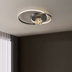 Contemporary Nordic Starry Sky Ball Circle Iron Aluminum Silica Glass LED Flush Mount Ceiling Light For Bedroom