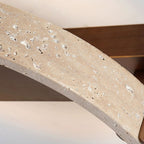 Contemporary Nordic Travertine Walnut Circle Rectangular Base LED Semi-Flush Mount Ceiling Light For Bedroom