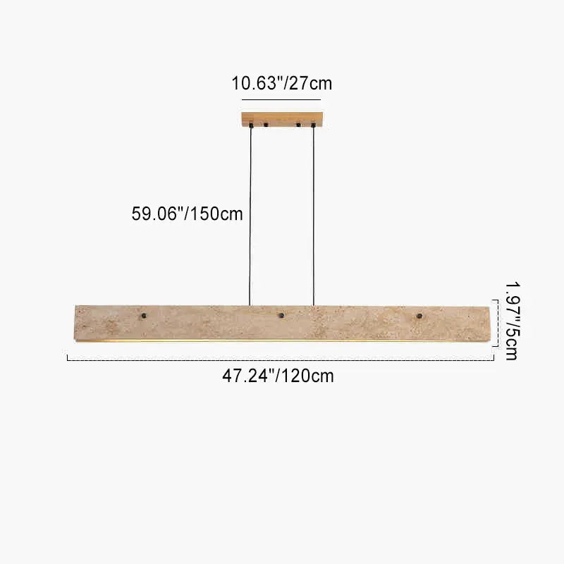 Traditional Japanese Travertine Aluminum Strip Rectangular LED Chandeliers Island Light for Dining Room Lumendat