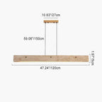 Traditional Japanese Travertine Aluminum Strip Rectangular LED Chandeliers Island Light for Dining Room Lumendat