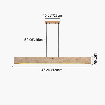 Traditional Japanese Travertine Aluminum Strip Rectangular LED Chandeliers Island Light for Dining Room