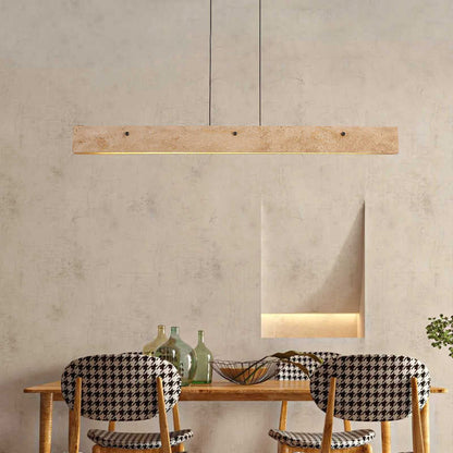 Traditional Japanese Travertine Aluminum Strip Rectangular LED Chandeliers Island Light for Dining Room