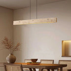 Traditional Japanese Travertine Aluminum Strip Rectangular LED Chandeliers Island Light for Dining Room Lumendat
