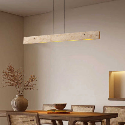 Traditional Japanese Travertine Aluminum Strip Rectangular LED Chandeliers Island Light for Dining Room