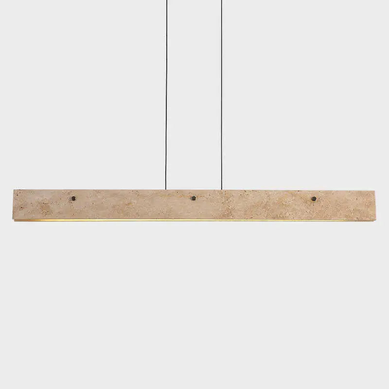 Traditional Japanese Travertine Aluminum Strip Rectangular LED Chandeliers Island Light for Dining Room Lumendat