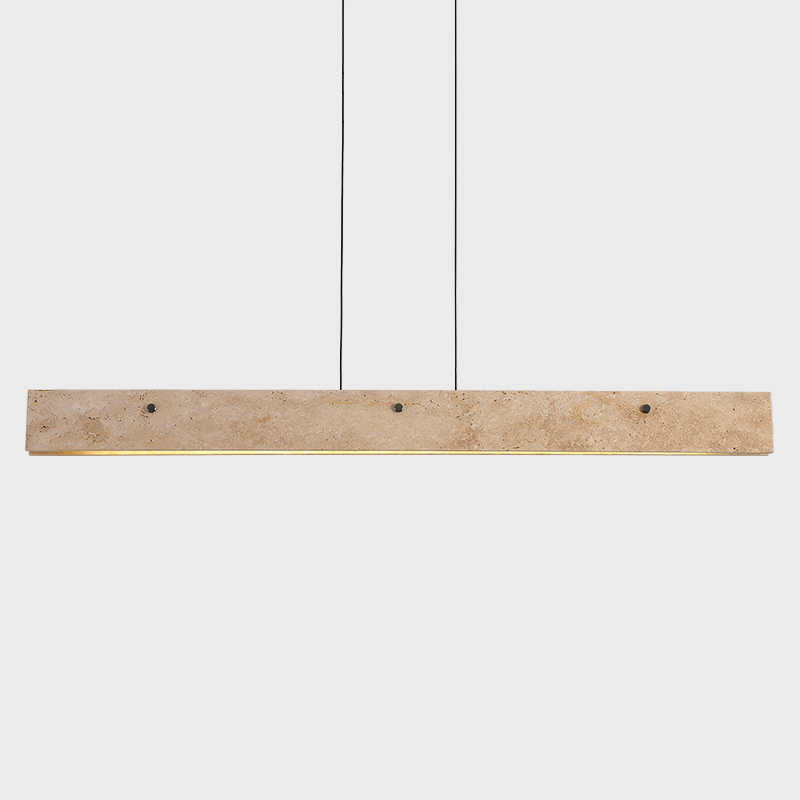 Traditional Japanese Travertine Aluminum Strip Rectangular LED Chandeliers Island Light for Dining Room