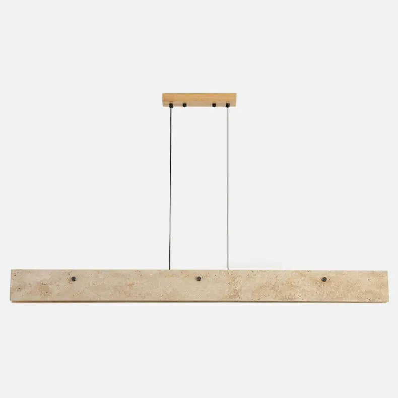 Traditional Japanese Travertine Aluminum Strip Rectangular LED Chandeliers Island Light for Dining Room Lumendat