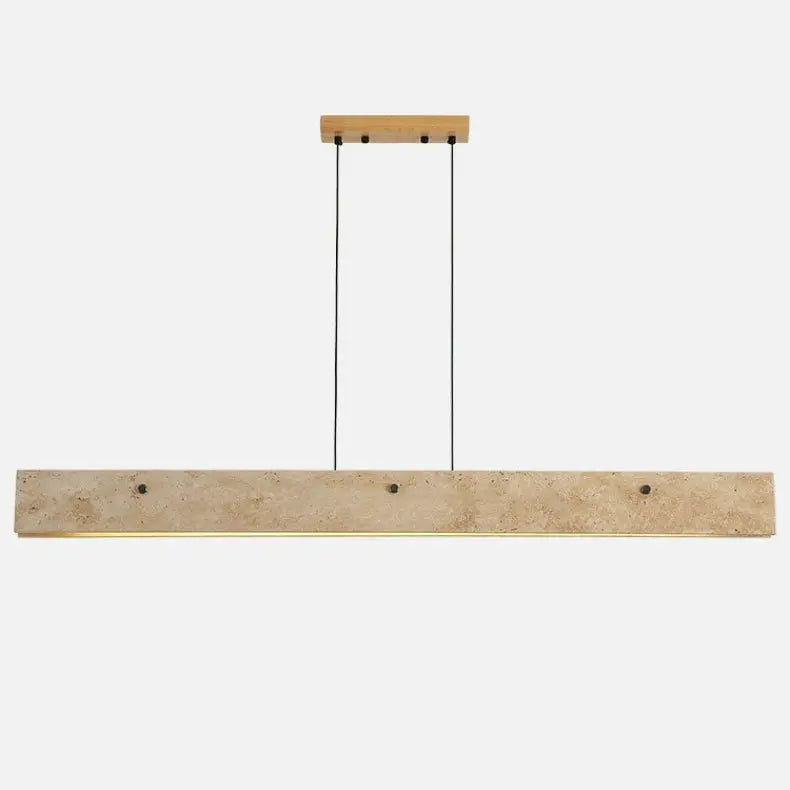 Traditional Japanese Travertine Aluminum Strip Rectangular LED Chandeliers Island Light for Dining Room Lumendat
