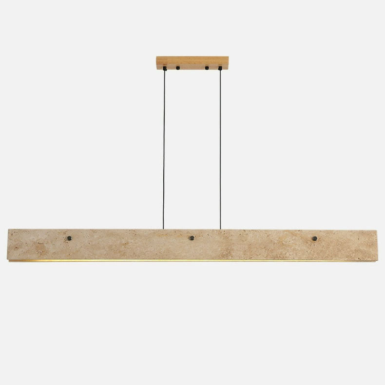 Traditional Japanese Travertine Aluminum Strip Rectangular LED Chandeliers Island Light for Dining Room