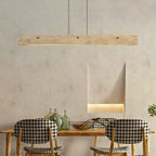 Traditional Japanese Travertine Aluminum Strip Rectangular LED Chandeliers Island Light for Dining Room Lumendat