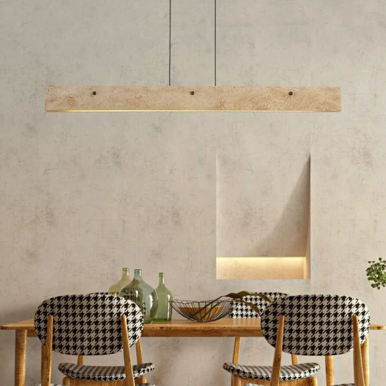 Traditional Japanese Travertine Aluminum Strip Rectangular LED Chandeliers Island Light for Dining Room