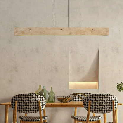 Traditional Japanese Travertine Aluminum Strip Rectangular LED Chandeliers Island Light for Dining Room