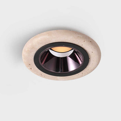 Traditional Japanese Travertine Aluminum Round LED Flush Mount Ceiling Light Recessed Lighting for Living Room