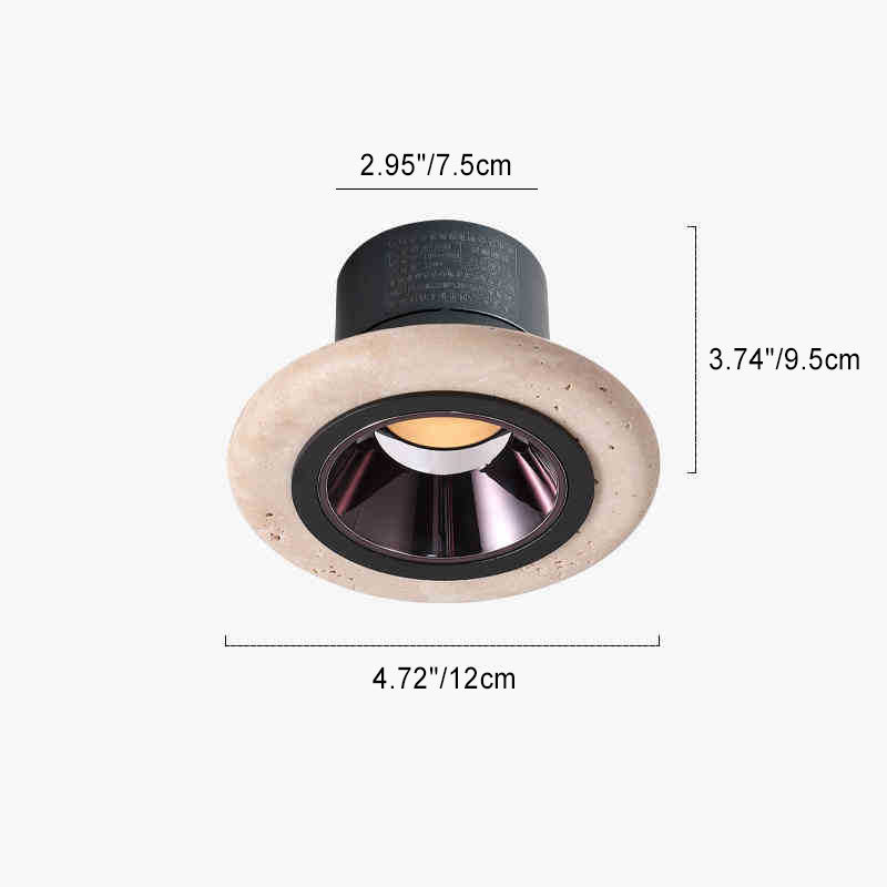 Traditional Japanese Travertine Aluminum Round LED Flush Mount Ceiling Light Recessed Lighting for Living Room