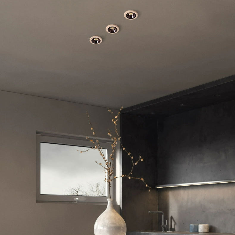 Traditional Japanese Travertine Aluminum Round LED Flush Mount Ceiling Light Recessed Lighting for Living Room