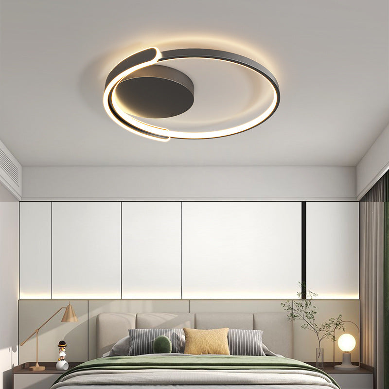Modern Minimalist Iron Aluminum Square Round Line LED Flush Mount Ceiling Light For Bedroom