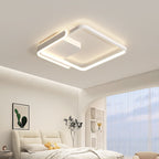 Modern Minimalist Iron Aluminum Square Round Line LED Flush Mount Ceiling Light For Bedroom