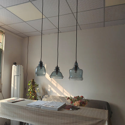 Contemporary Retro Glass Iron Can Drum 1/3 Light Pendant Light For Dining Room