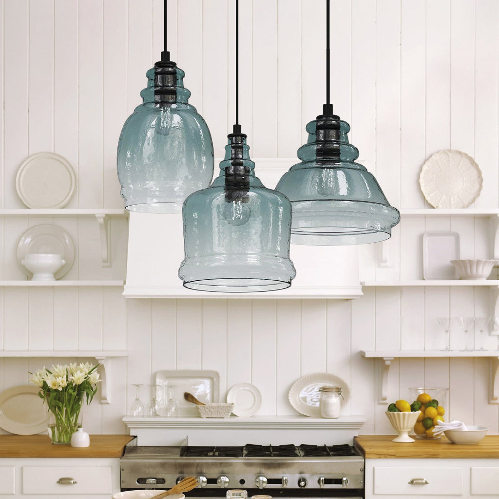 Contemporary Retro Glass Iron Can Drum 1/3 Light Pendant Light For Dining Room