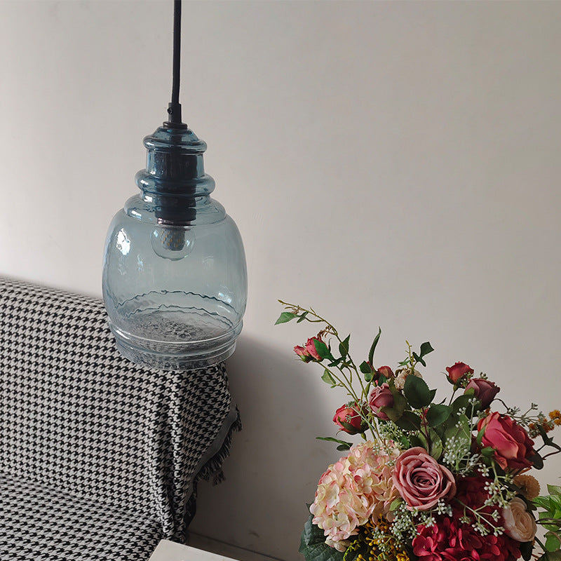 Contemporary Retro Glass Iron Can Drum 1/3 Light Pendant Light For Dining Room