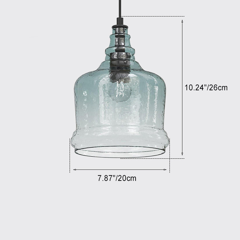 Contemporary Retro Glass Iron Can Drum 1/3 Light Pendant Light For Dining Room