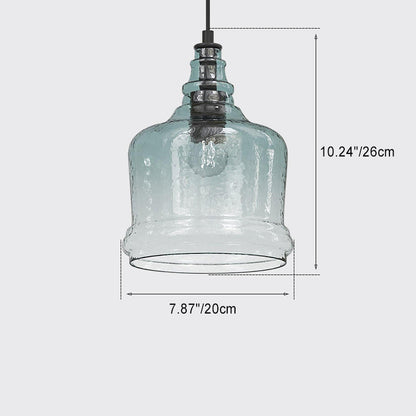 Contemporary Retro Glass Iron Can Drum 1/3 Light Pendant Light For Dining Room