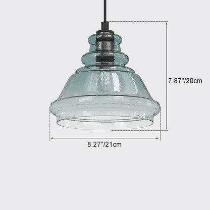 Contemporary Retro Glass Iron Can Drum 1/3 Light Pendant Light For Dining Room