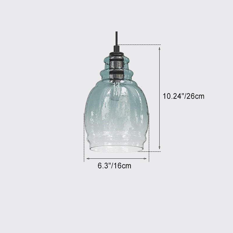 Contemporary Retro Glass Iron Can Drum 1/3 Light Pendant Light For Dining Room